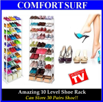 Amazing 10 Level Shoe Rack (White Color) - Can Store 30 Pairs Shoes!!